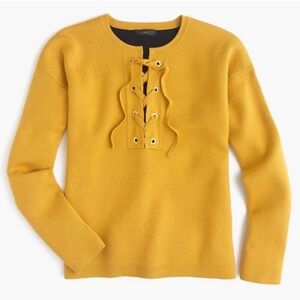 J. Crew Collection Bonded Lace-up Sweater Mustard